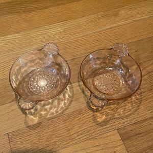 Set of 2 Vintage Pink Depression Glass Dessert Bowls
